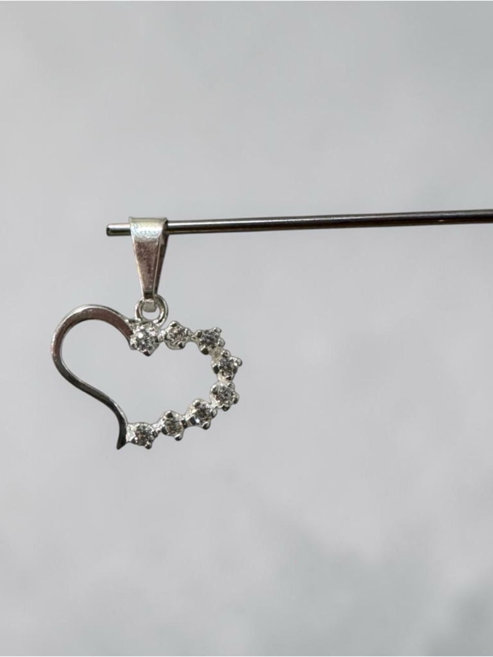 925 Sterling Silver Heart Pendant with Clear Cubic Zirconia Accents